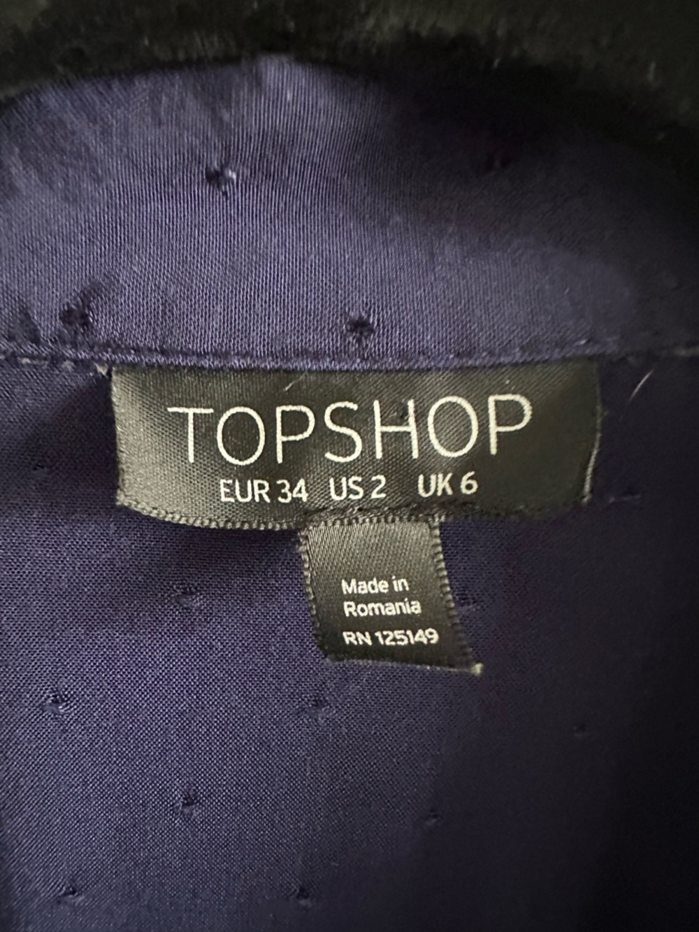 Topshop Navy Polka Dot Shirt Dress Short Sleeve Belted Style (No Belt) Size 2 - Picture 2 of 11